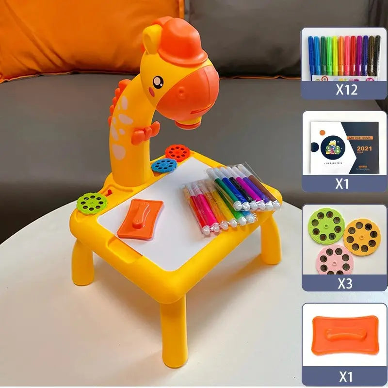 Artistic Exploration, Youngsters' Creative Drawing Projector Table - Educational Art & Craft Set with 24 Unique Patterns, Enhances Color Perception and Imagination