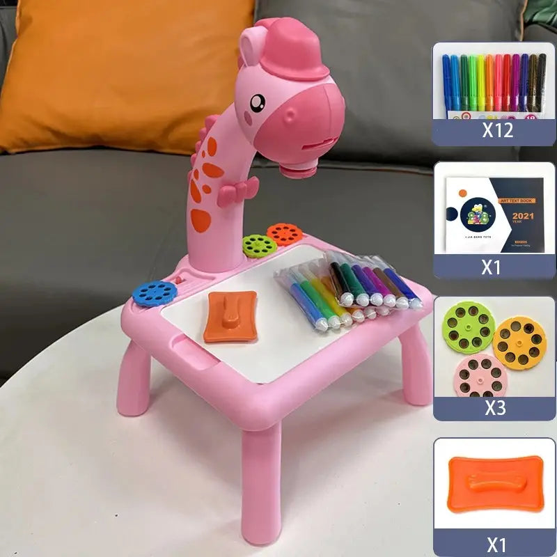 Artistic Exploration, Youngsters' Creative Drawing Projector Table - Educational Art & Craft Set with 24 Unique Patterns, Enhances Color Perception and Imagination