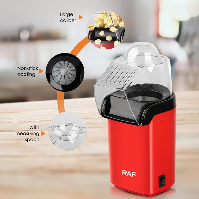 صانعة الفشار الصغيرة - أوتوماتيكية، كهربائية بتصميم الهواء الساخن للاستخدام المنزل  Mini Popcorn Maker Automatic, Electric Hot Air Design for Home Use