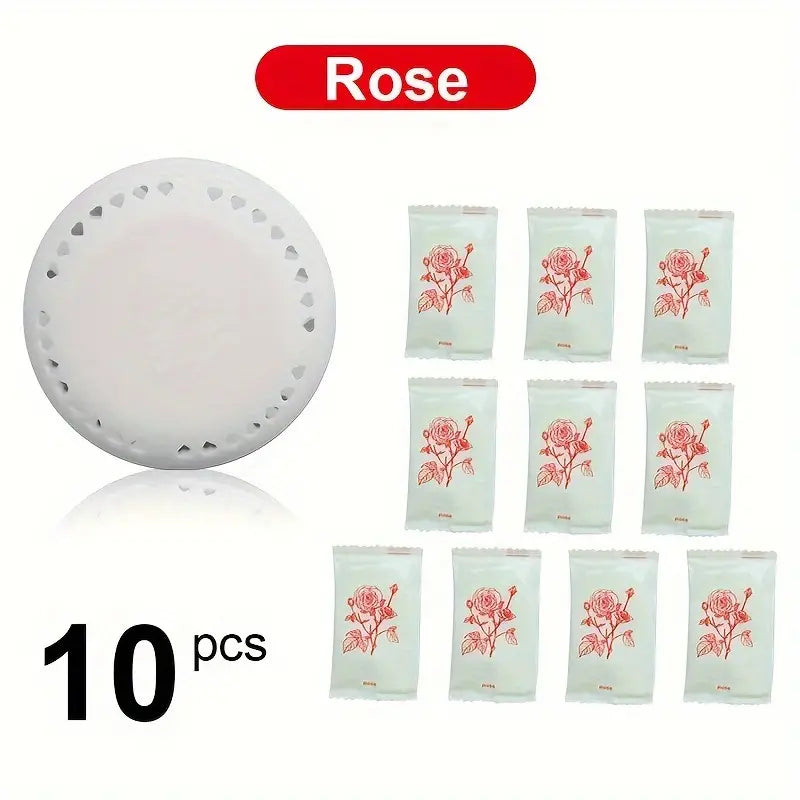 10pcs Cherry Blossom & Lavender Scented Air Freshener Tablets - Long-Lasting Odor Eliminator for Home, Car, Bathroom, Closet & Wardrobe - Compressed Solid Deodorizer with Extra Shell