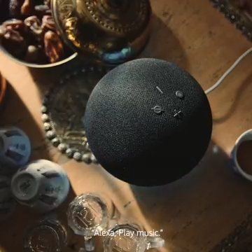 Echo Dot (5th Gen) | smart bluetooth speaker with vibrant sound and Alexa | Use your voice to control smart home devices, play the Quran or music, and more (speaks English & Khaleeji